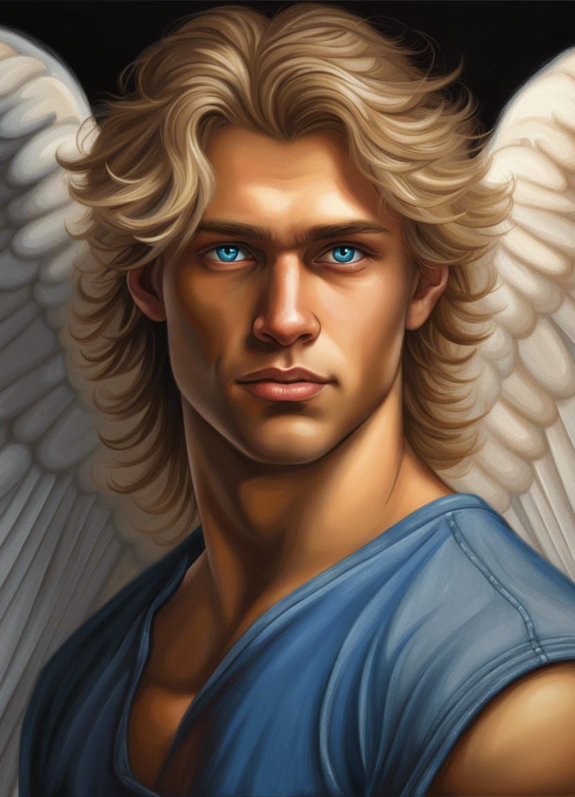 Hyperrealistic Angel with Paint Splotches in Dark Fantasy