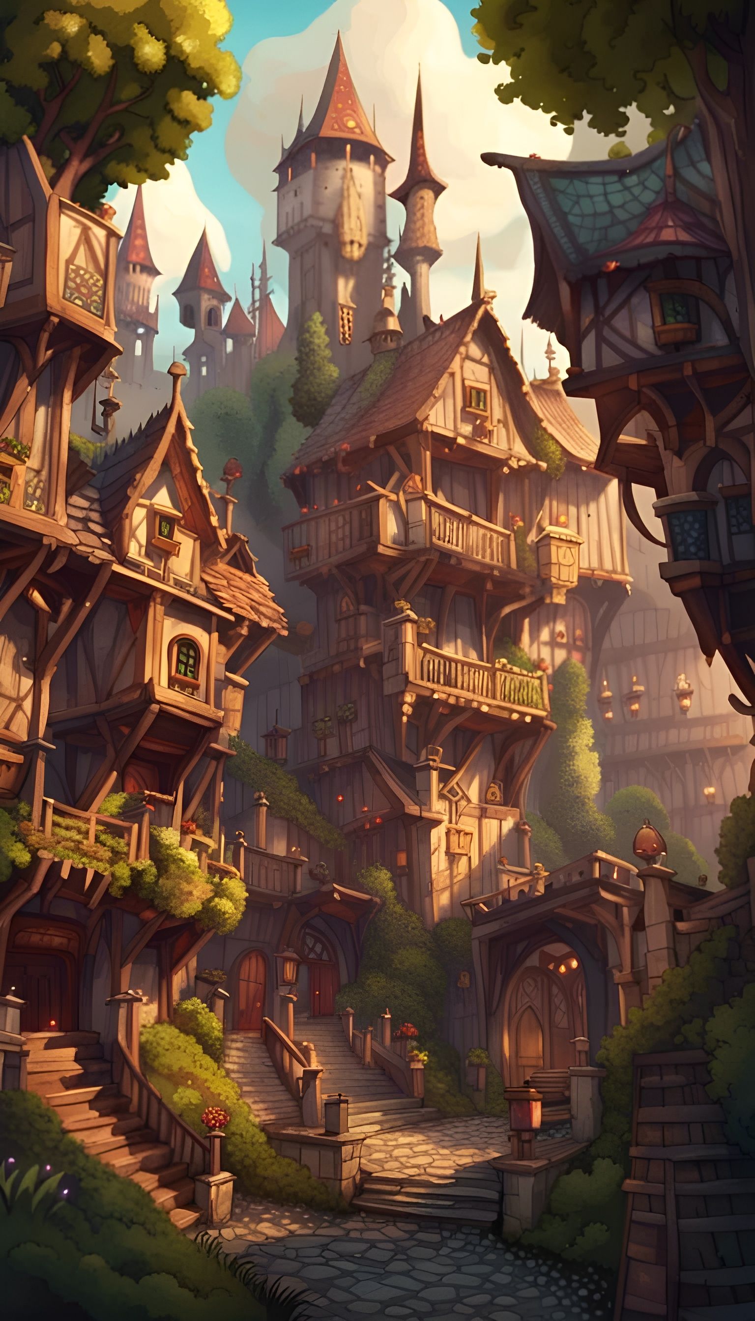 Detailed Medieval Fantasy Landscape in 2D Animation