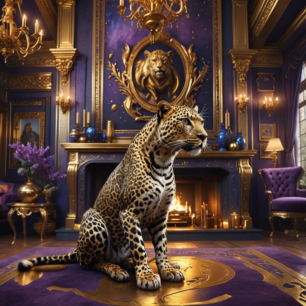 Leopard in Golden House: Fantasy Concept Art