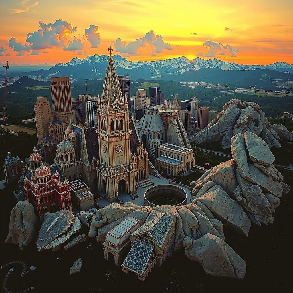 Golden Hour Serenity: Warm Light and Majestic Scenery