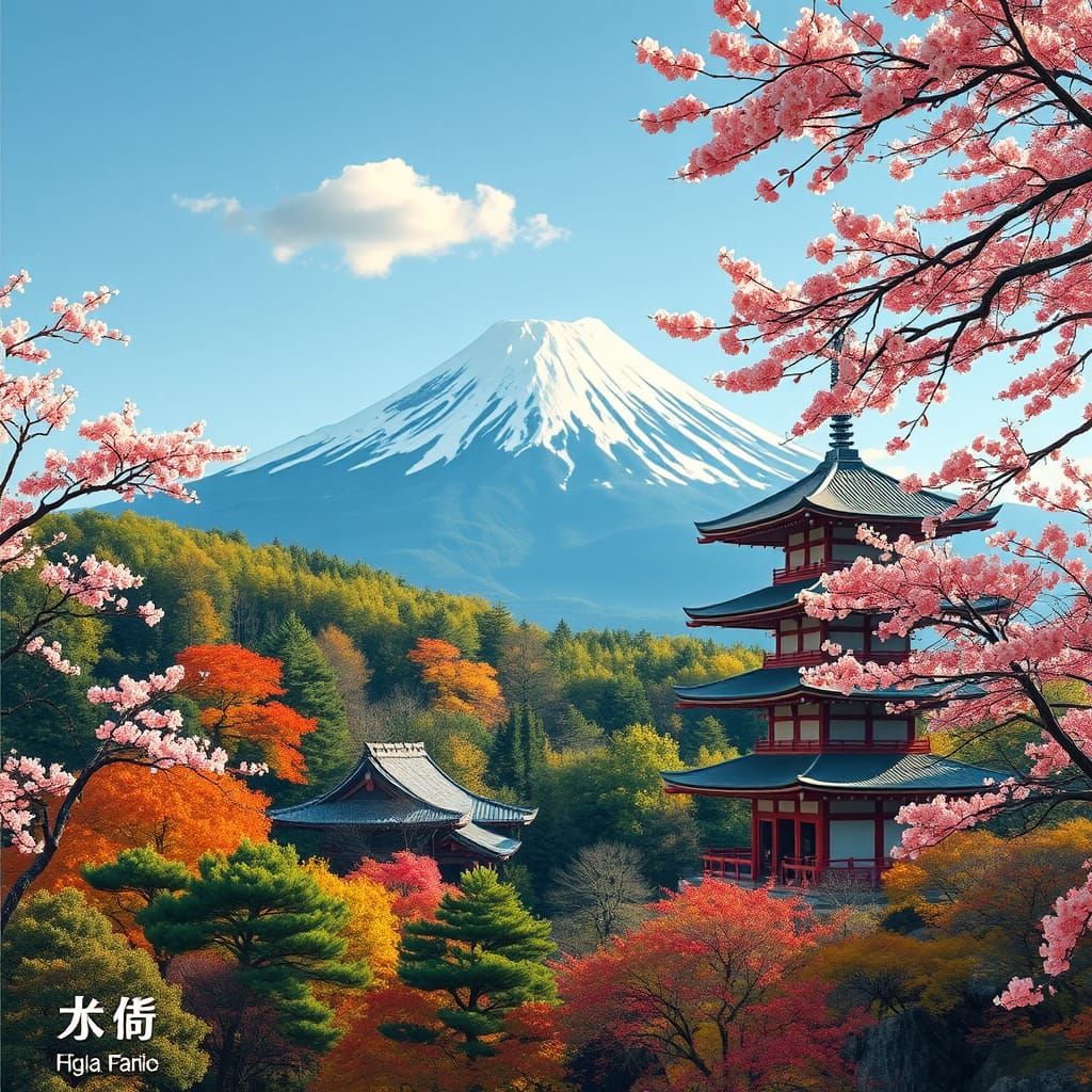 Japanese Seasons in Harmony with Mount Fuji