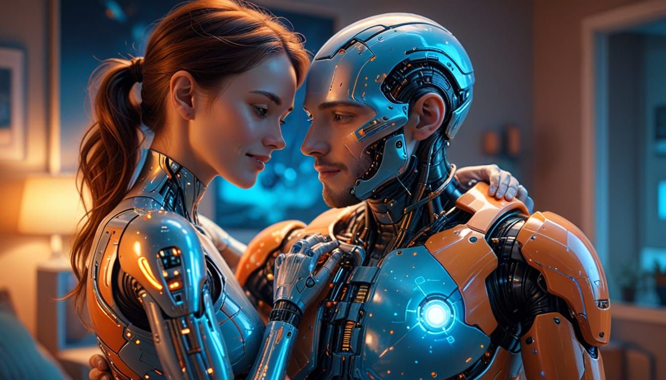 Loving Android Companion in Hyper-Realistic Digital Art