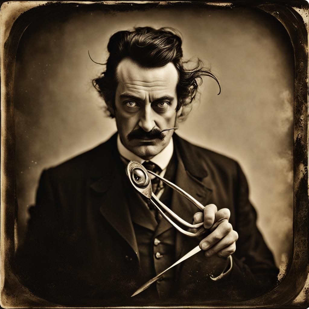 Surreal Mad Surgeon with Eyed Scissors