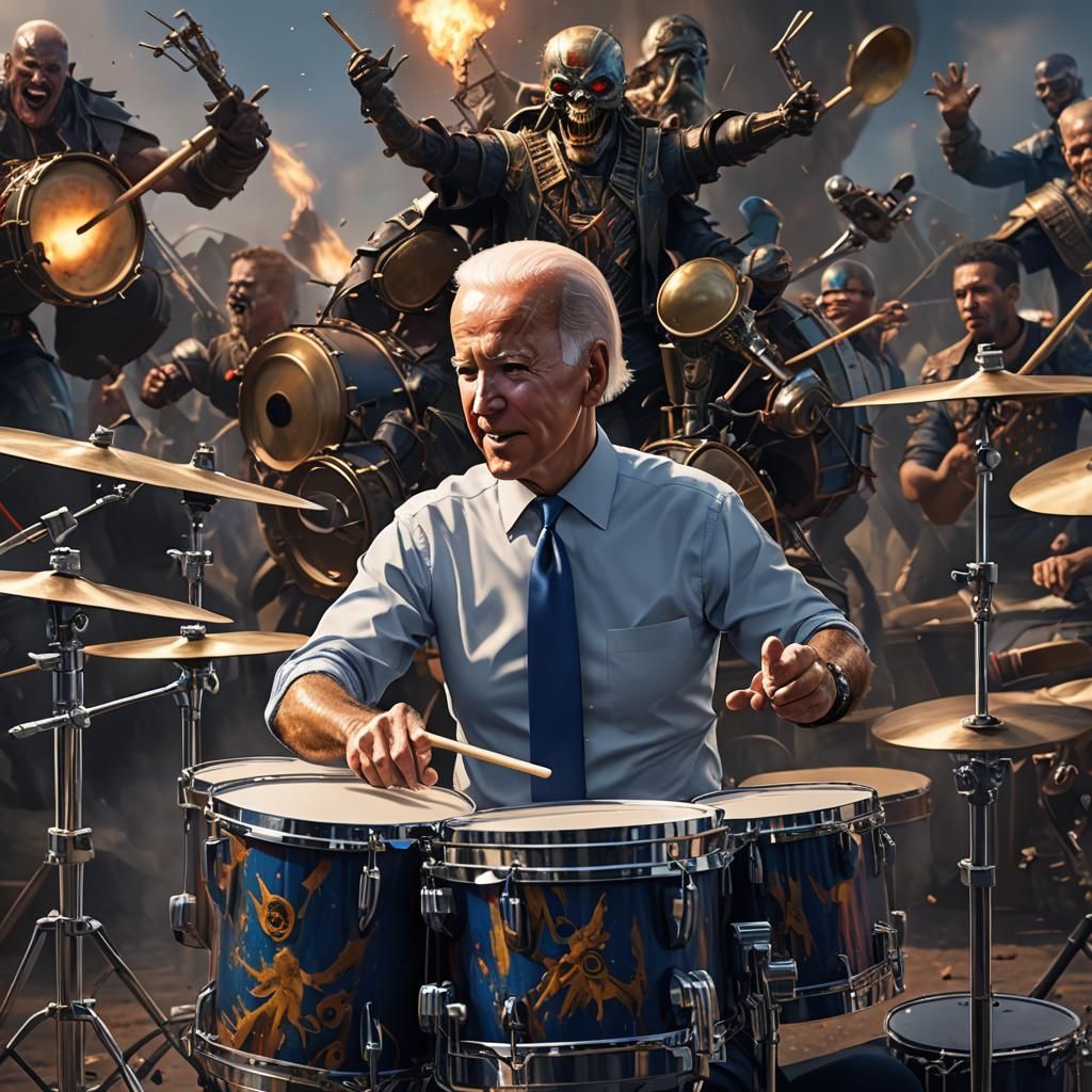 Joe Biden Plays Drums: Fantasy Concept Art