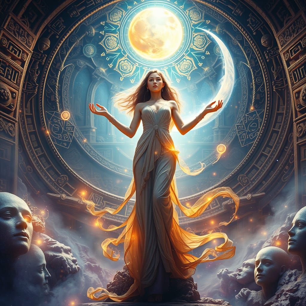 Ethereal Goddess Awakens in Cosmic Dreamscape