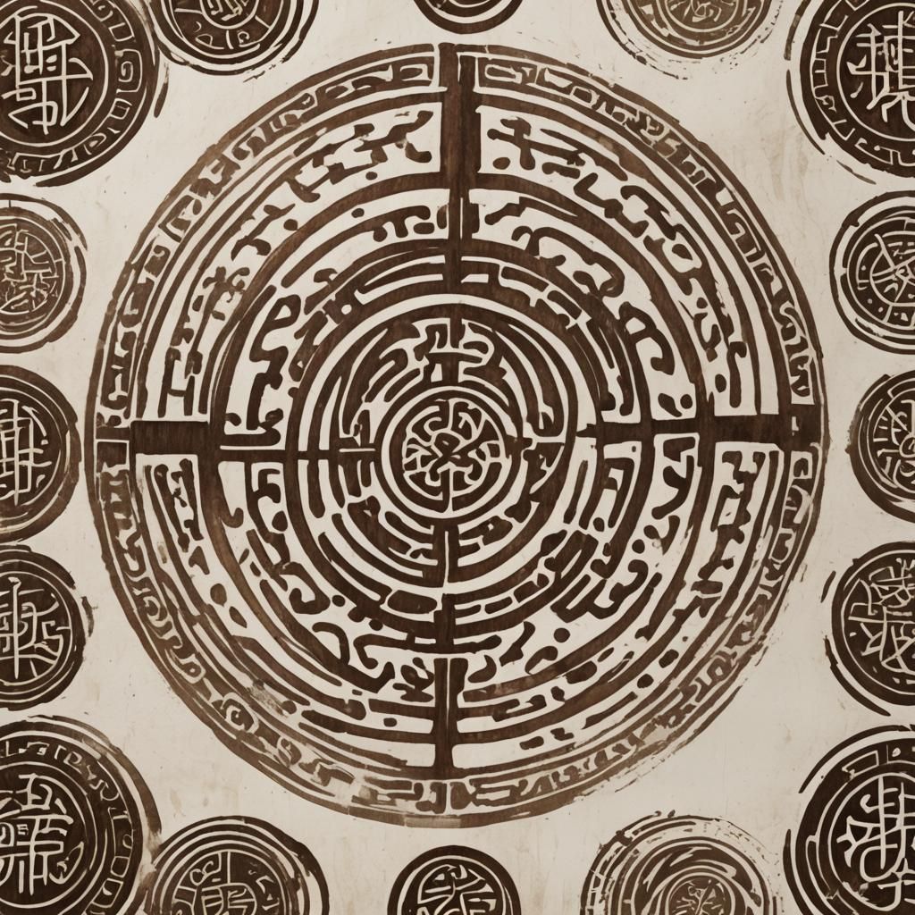 Intricate Logo with Calligraphy and Runic Symbols