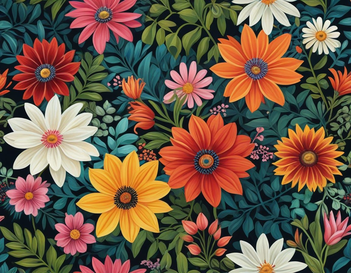 Vibrant Floral Dance in Modern Art Style