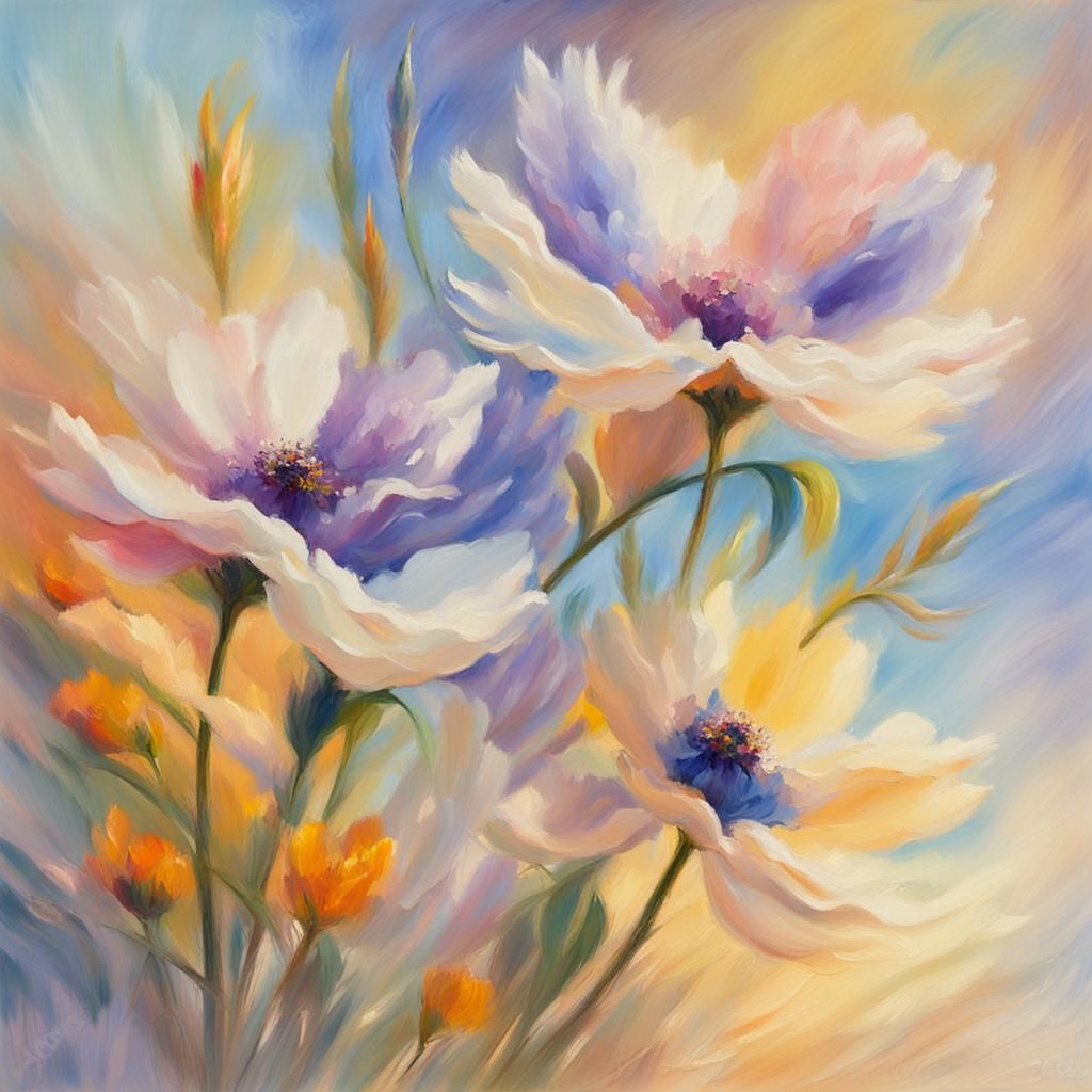 Impressionist Bouquet of Colorful Flowers in Oil
