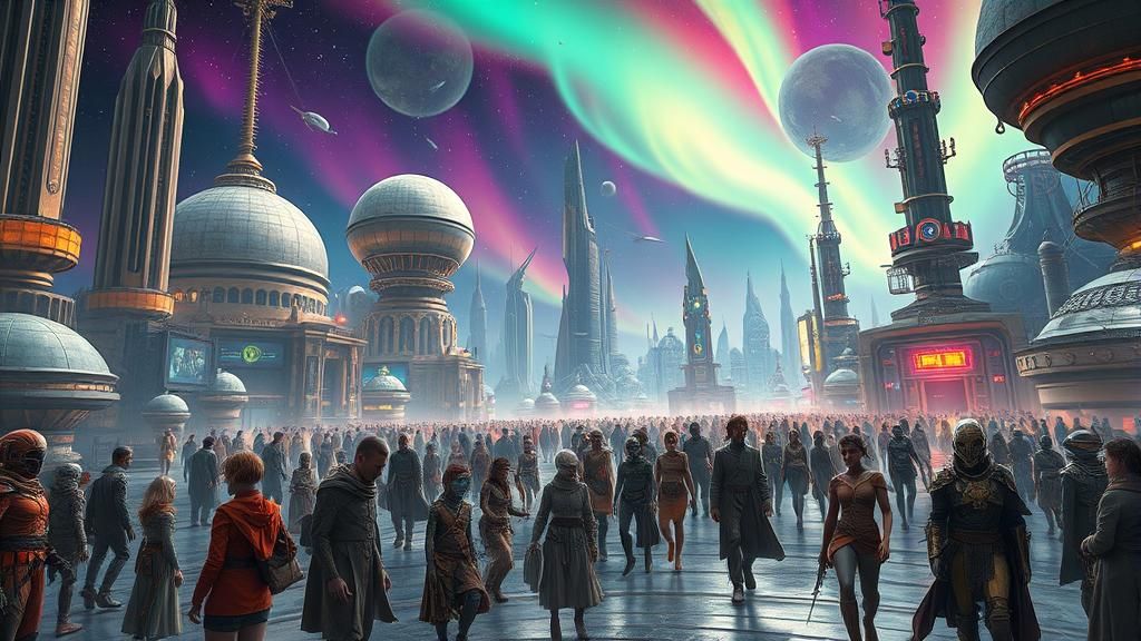 hello ai, show me the people in 500000 and they're
life on sirius with our new alien friends.