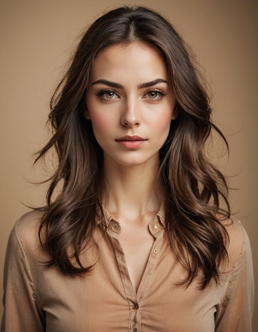 Portrait of an Attractive Woman with Flowing Hair