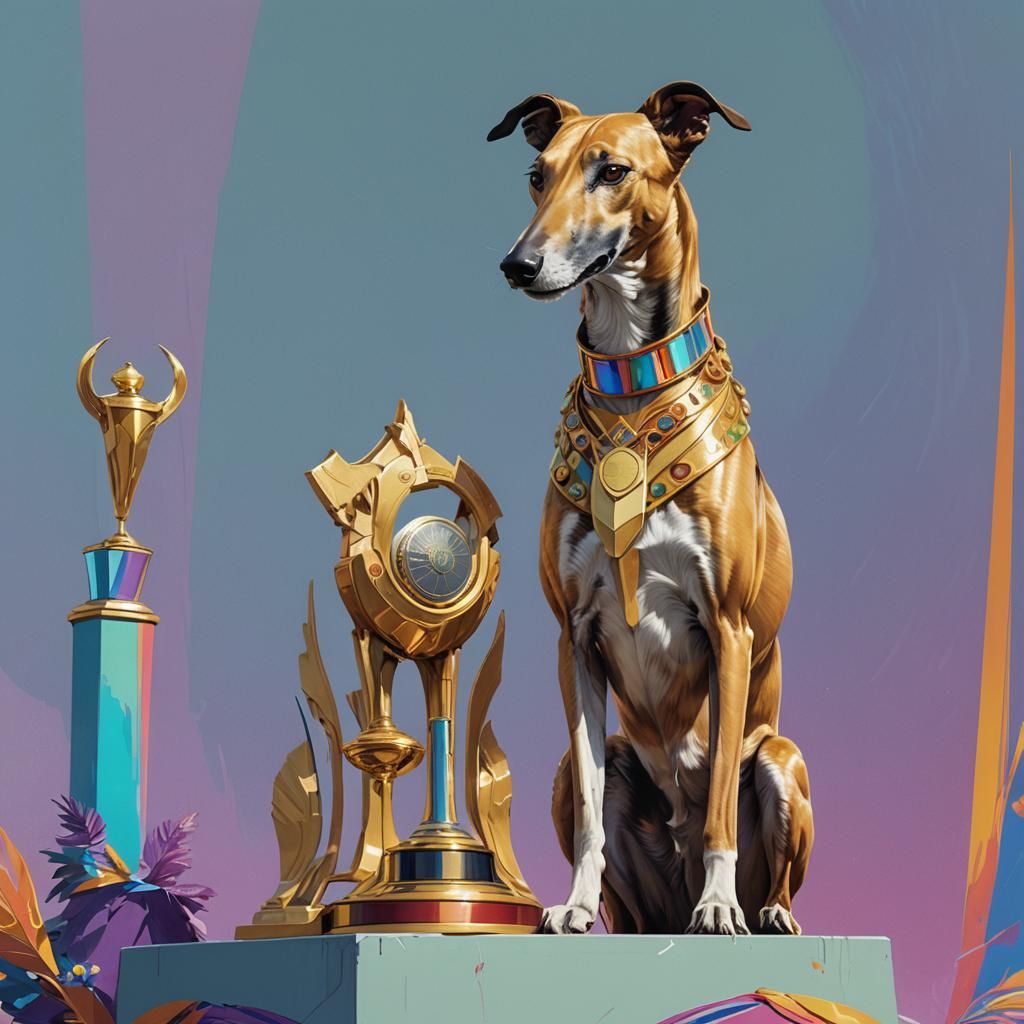 Greyhound Al's Victory: Fantasy Concept Art Portrait