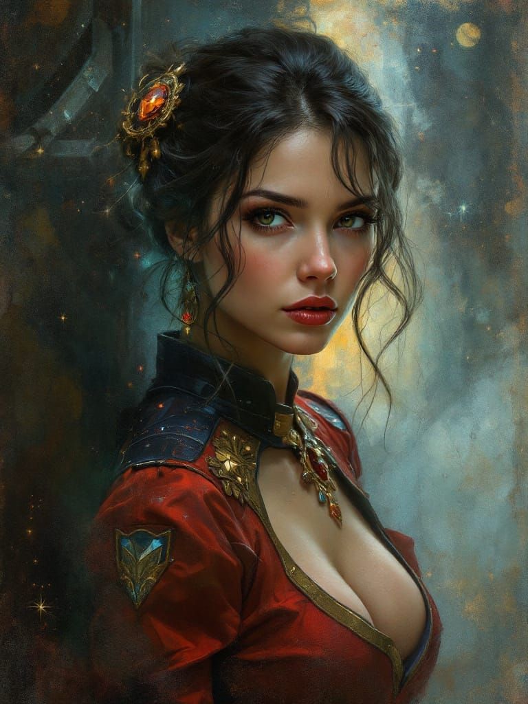 Star Trek Crew Member in Artistic Oil Painting Style