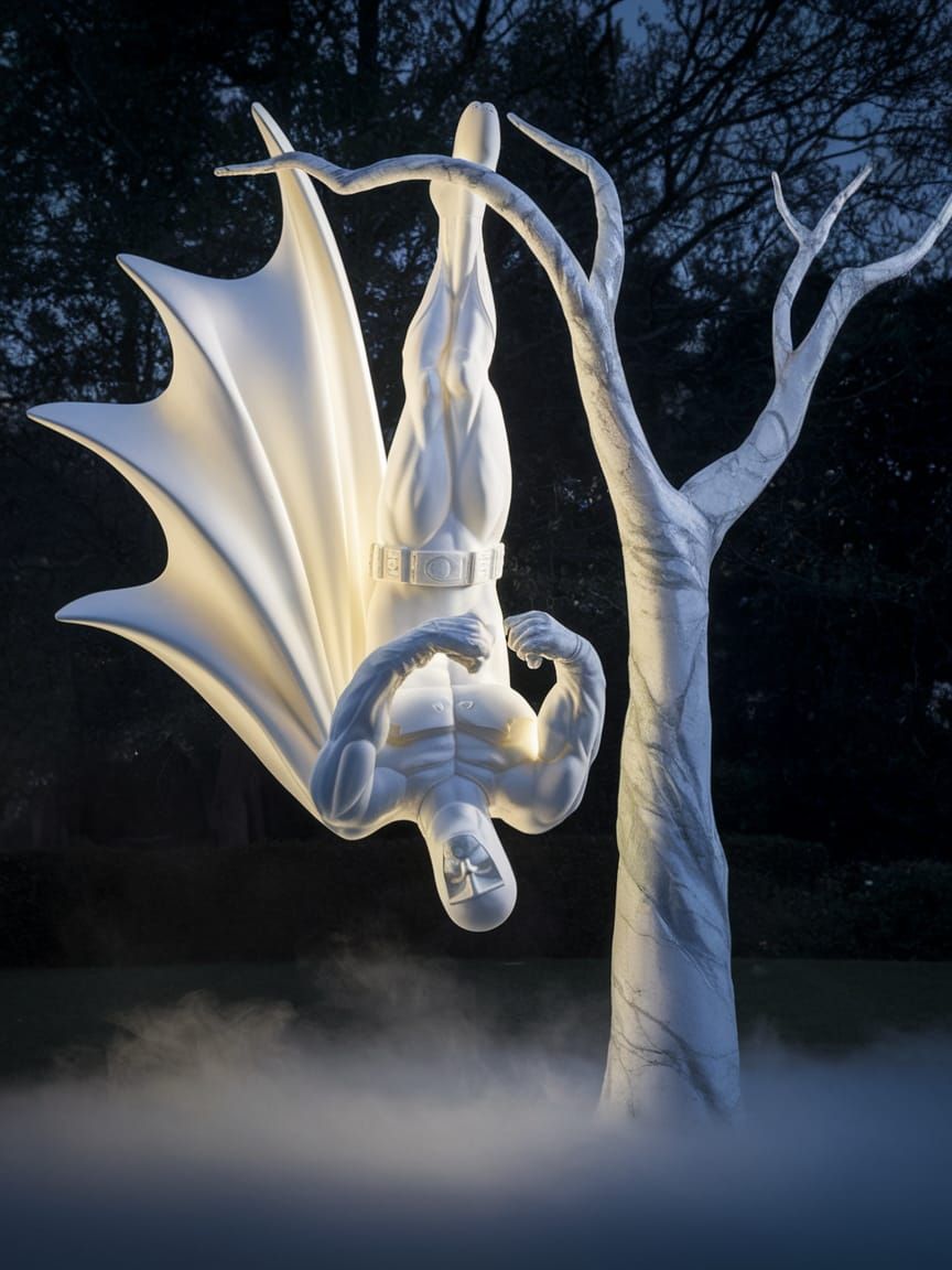 Surrealist Marble Masterpiece of Batman in a Dreamlike Garde...