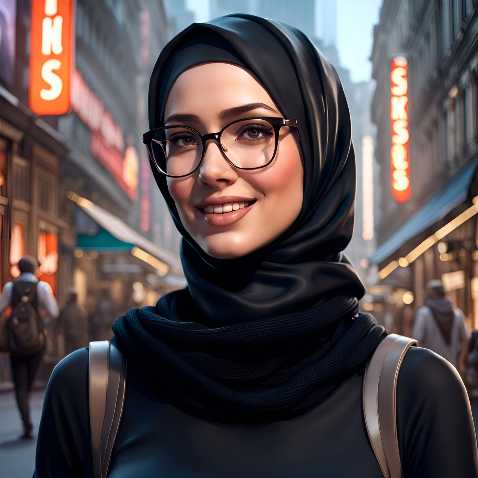 German Hijabi Student Portrait in Photorealistic Style