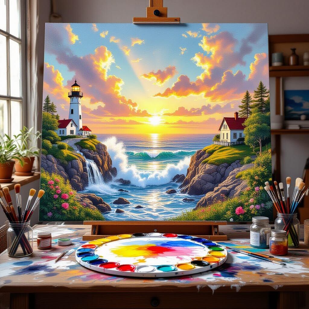 Magical Artist's Studio: Coastal Landscape Painting