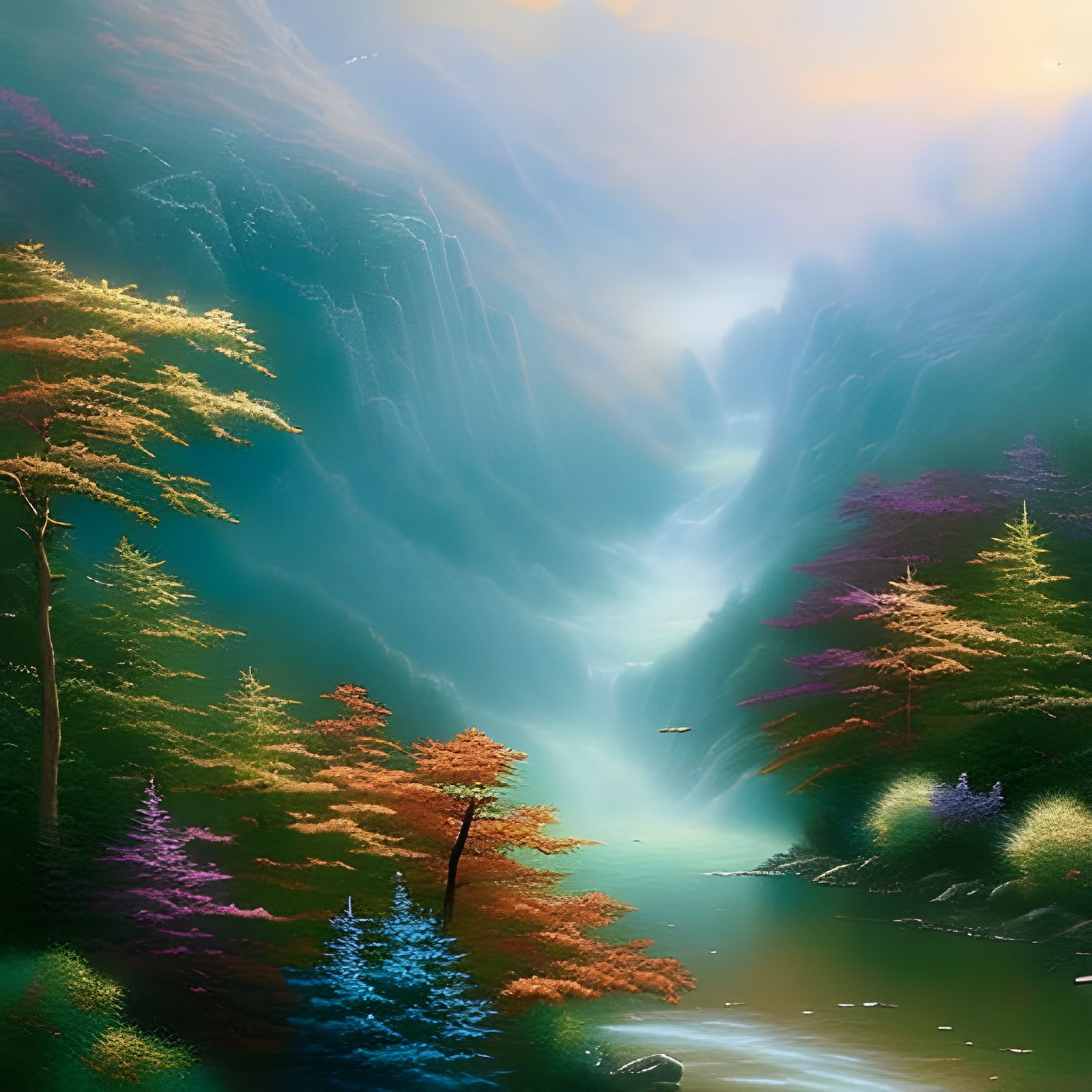 Ethereal Gohan in Misty Fantasy Landscape