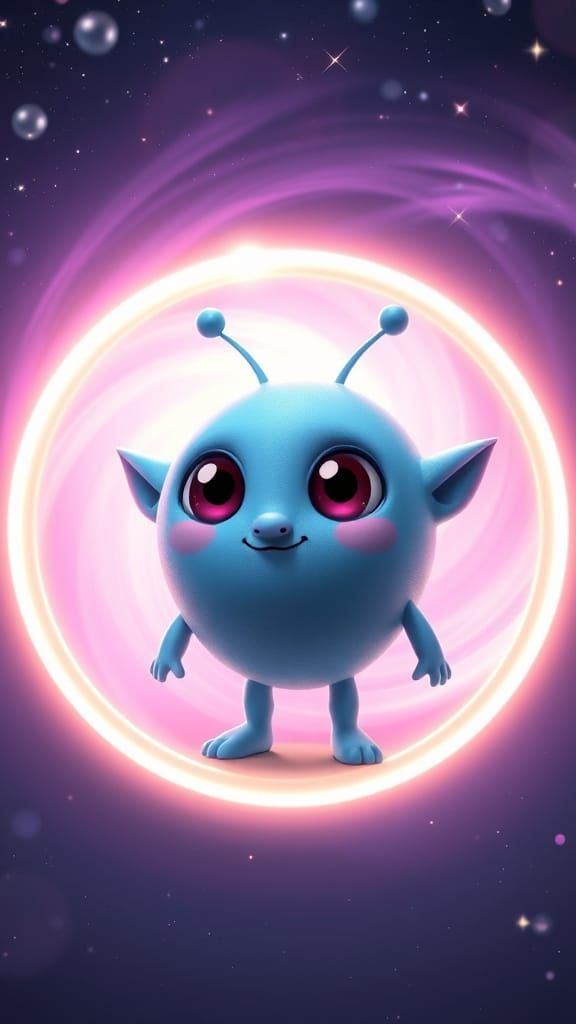 Surreal Whimsical Alien in Glowing Portal