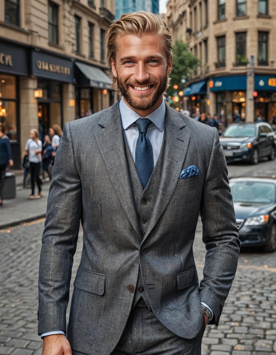 Dapper Man in Suit on City Street
