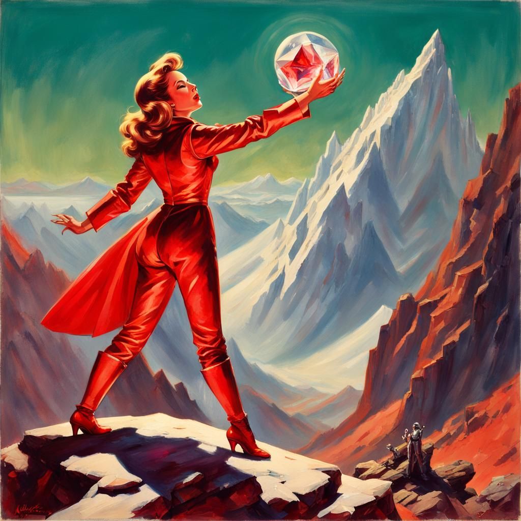 Red Crystal Singer on Alien Planet: Pin-Up Art