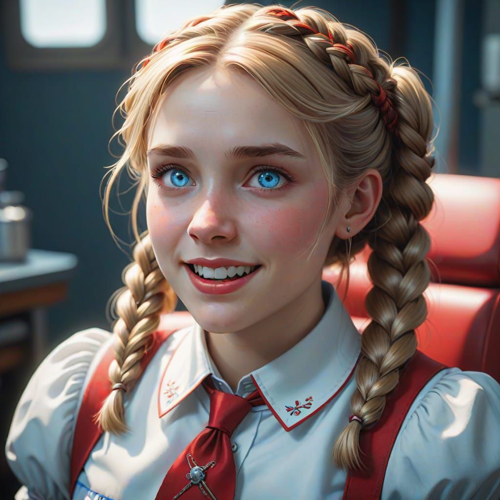 Surreal Portrait of a Young Woman in a Dentist's Chair