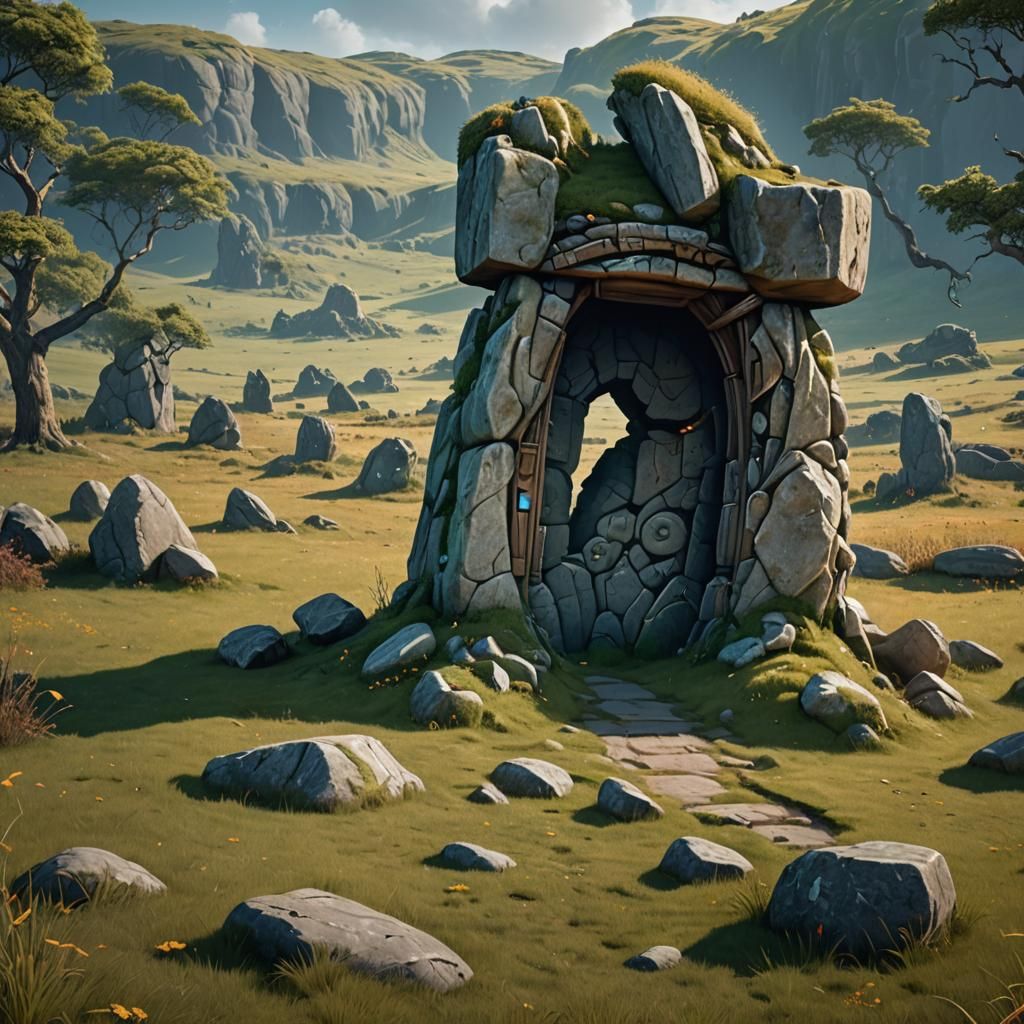 Stone Age Portal with Energy, Matte Painting