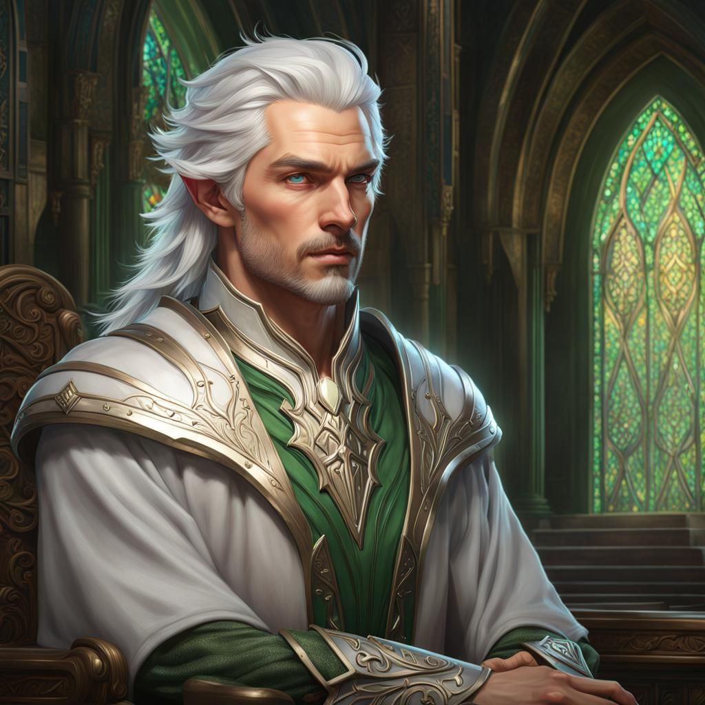 Elven Cleric Portrait in Hyperdetailed Digital Art