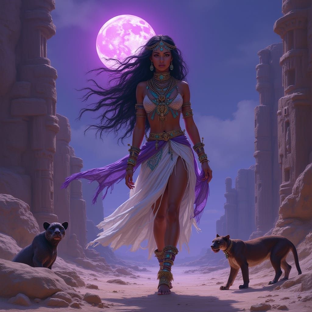 Dreamlike Aztec Queen in Tribal Splendor