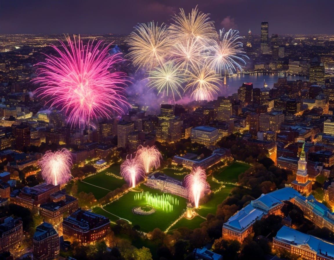 Fireworks Display Over Boston Common