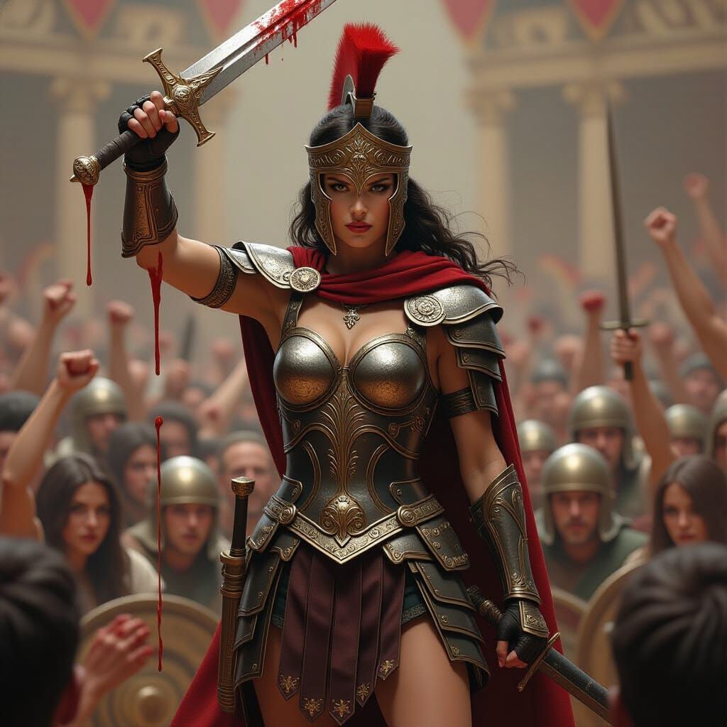 Victorious Gladiator in Ornate Armor, Triumphant