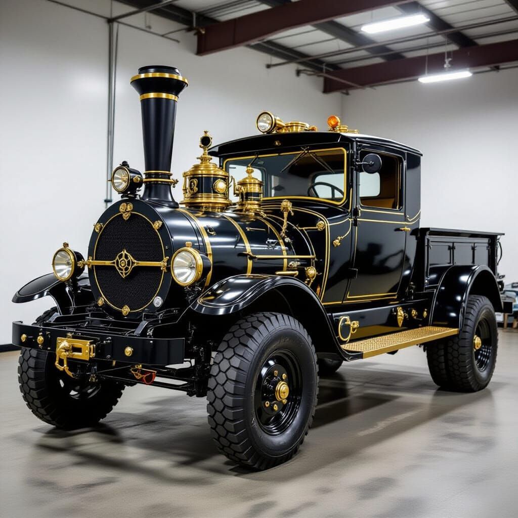 Steampunk Truck with Antique Locomotive Styling