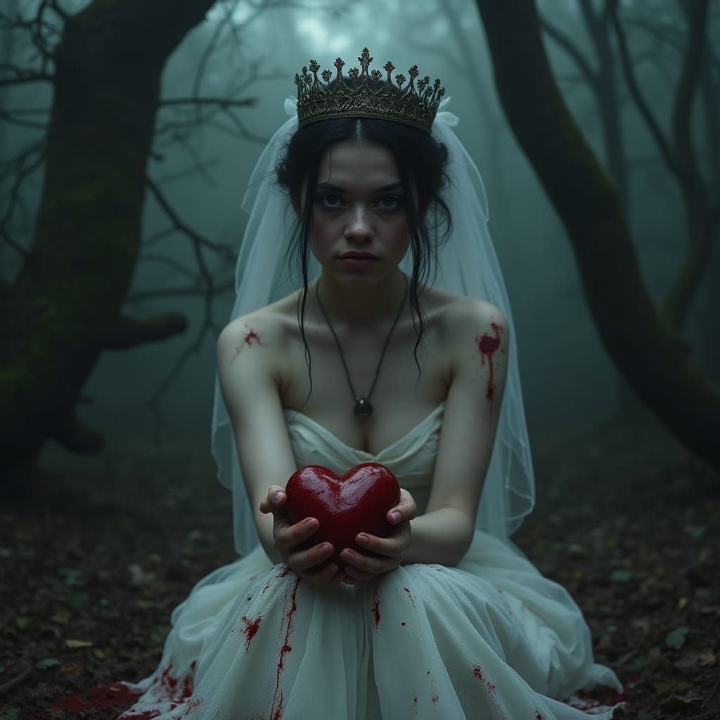 A Young Woman's Despair in a Dark Forest