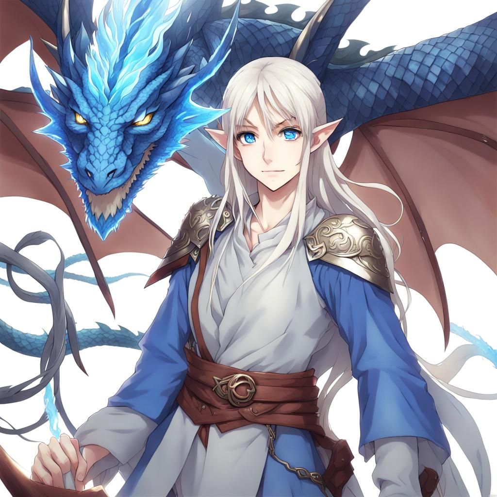 Half-Elf Dragon Hybrid in Anime Style