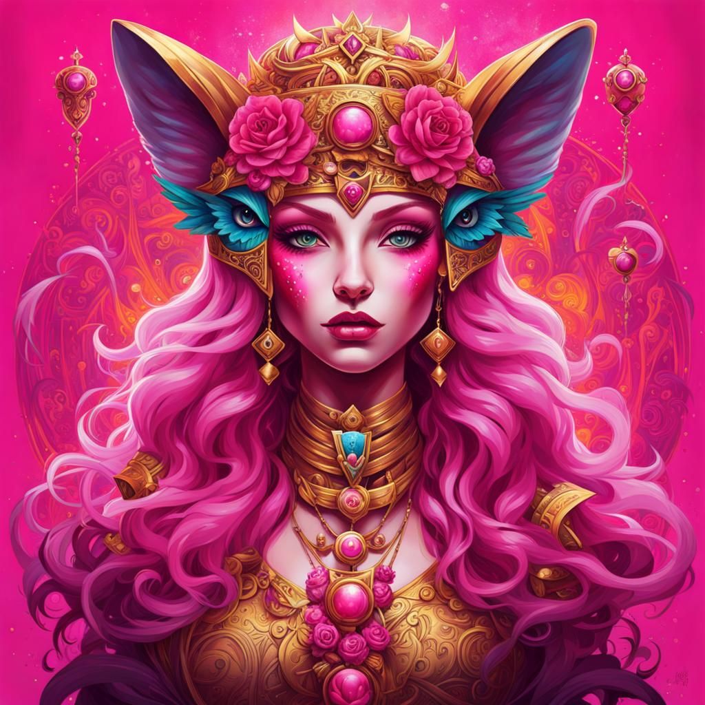 Cat Goddess Empress in Graffiti Art Style