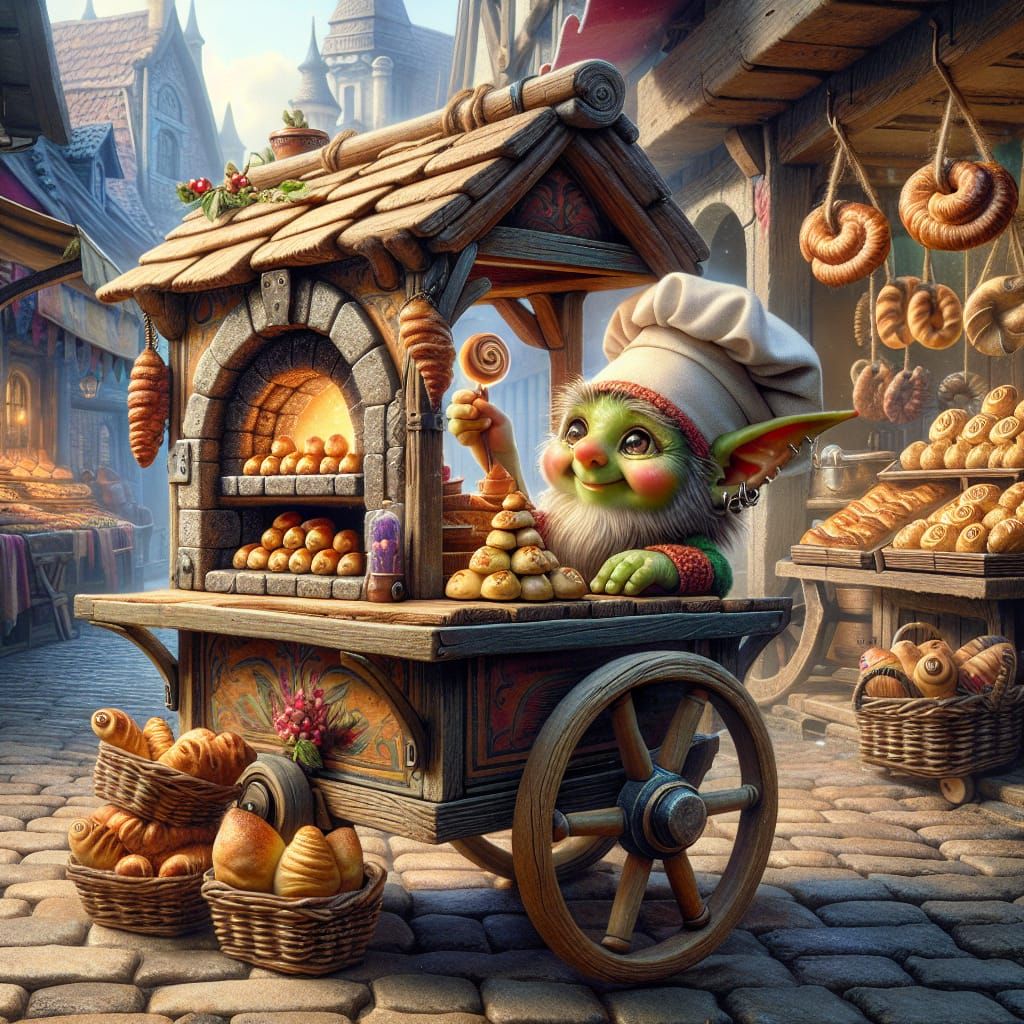Goblin Baker in Vibrant Marketplace