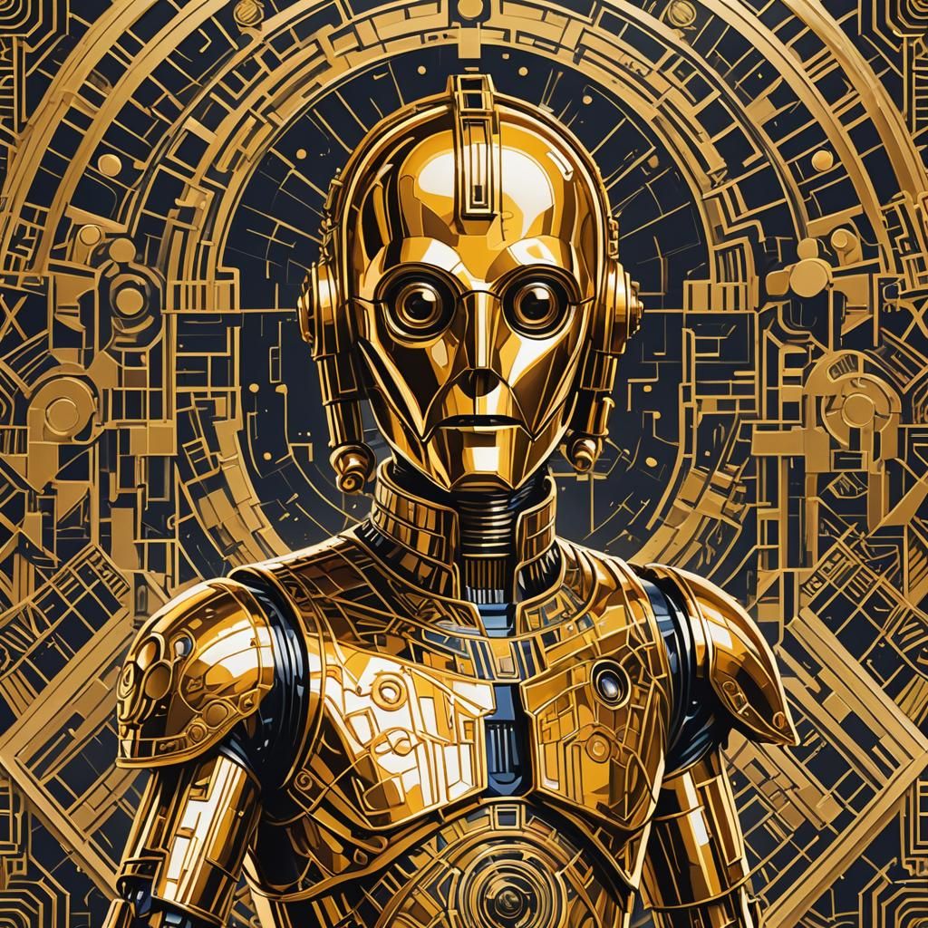 C3PO Art Deco Portrait in Bold Colors
