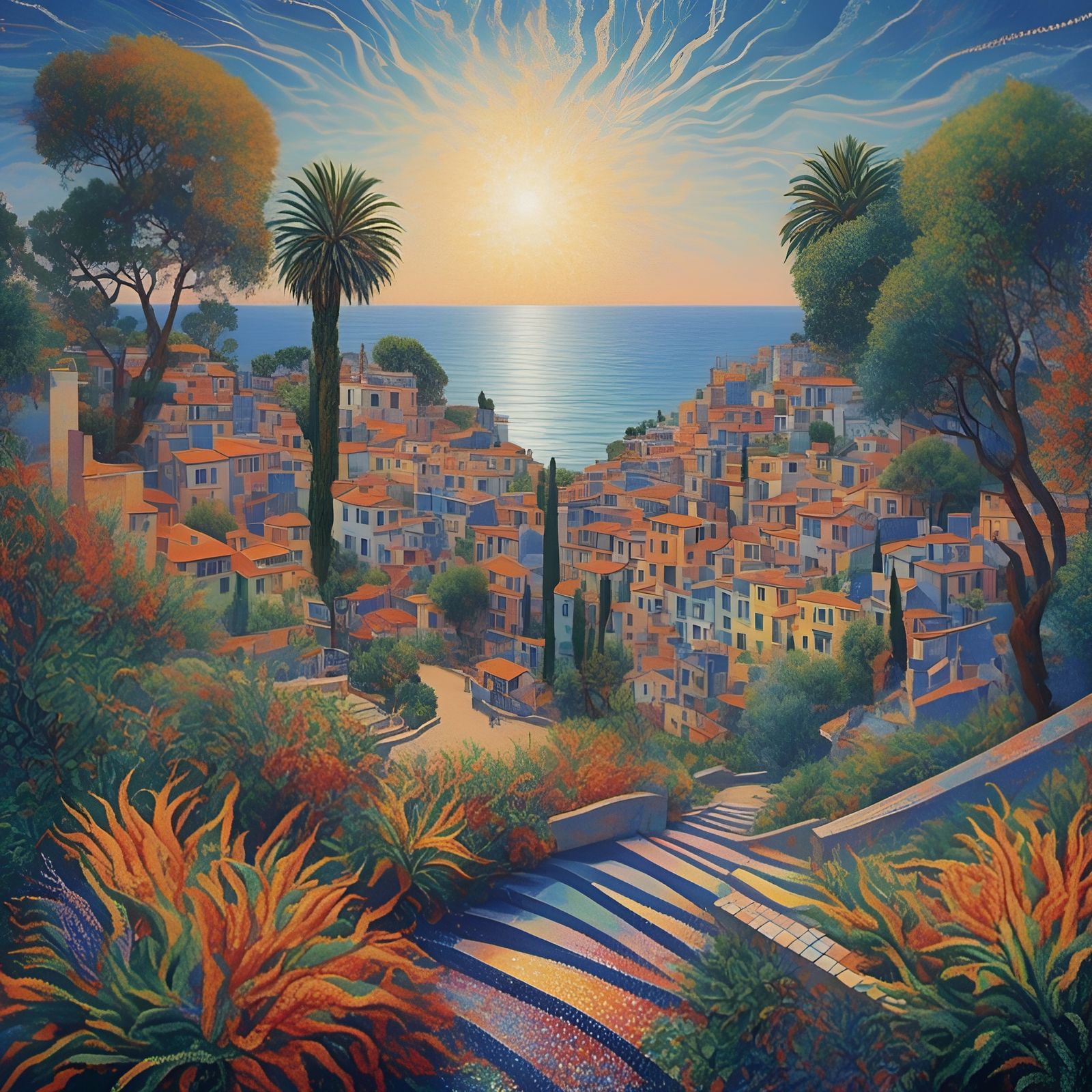 Colorful Pointillism Image Generated by AI