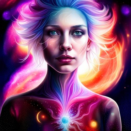 Celestial Woman Fractal Art in Dreamy Style