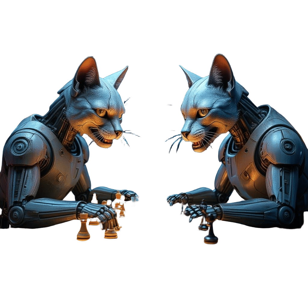 Robotic Cat and Dog Play Chess Game