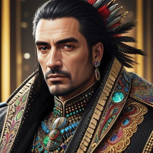 Hyperrealistic Portrait with Intricate Clothing and Jewelry