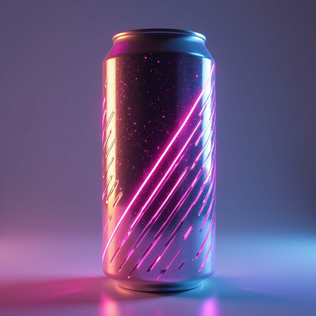 Energy Drink Can in Futuristic Pop-Art Style