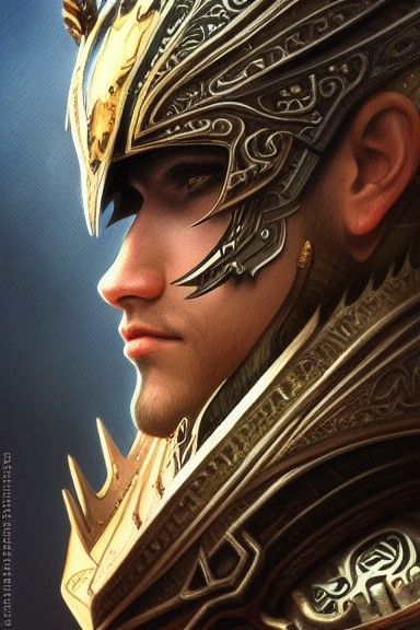 Masculine Warrior in Intricate Leather Armor