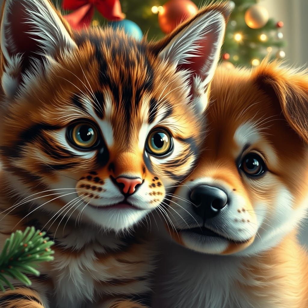 Whimsical Holiday Duo in Impressionist Style