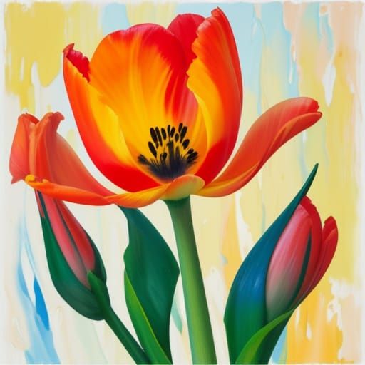 Parrot Tulip in Expressionist Neo-Impressionism Style