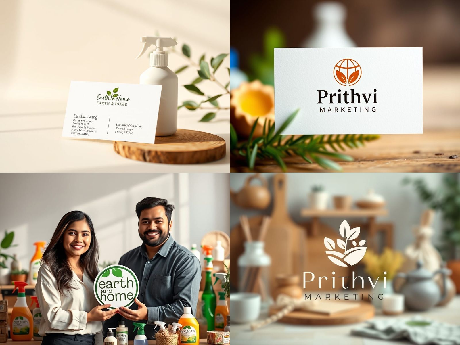 Earth and Home Logo for Prithvi Marketing Business Card