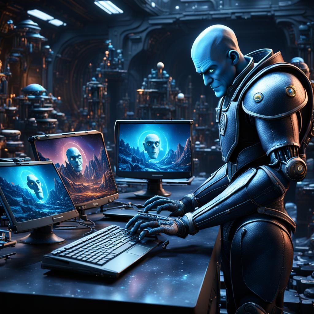 Megamind Computer Repair: Detailed Matte Painting