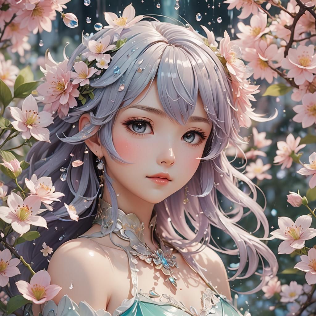Anime Flower in Whimsical 3D Environment
