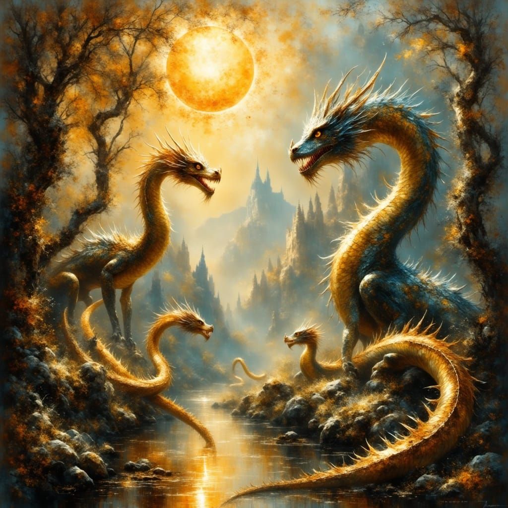 Regal Dragons in Majestic Landscape