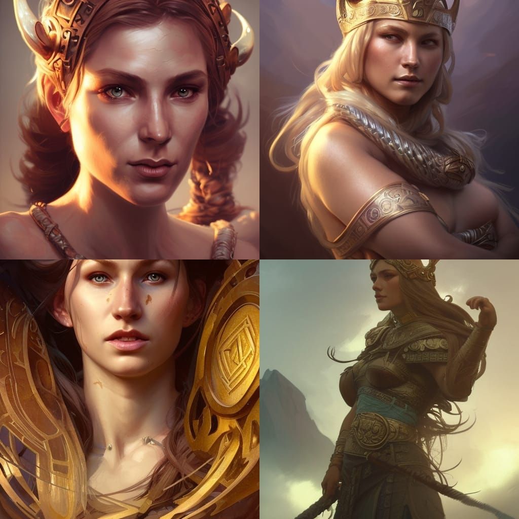 Viking Goddess Portrait in Hyperdetailed Digital Art