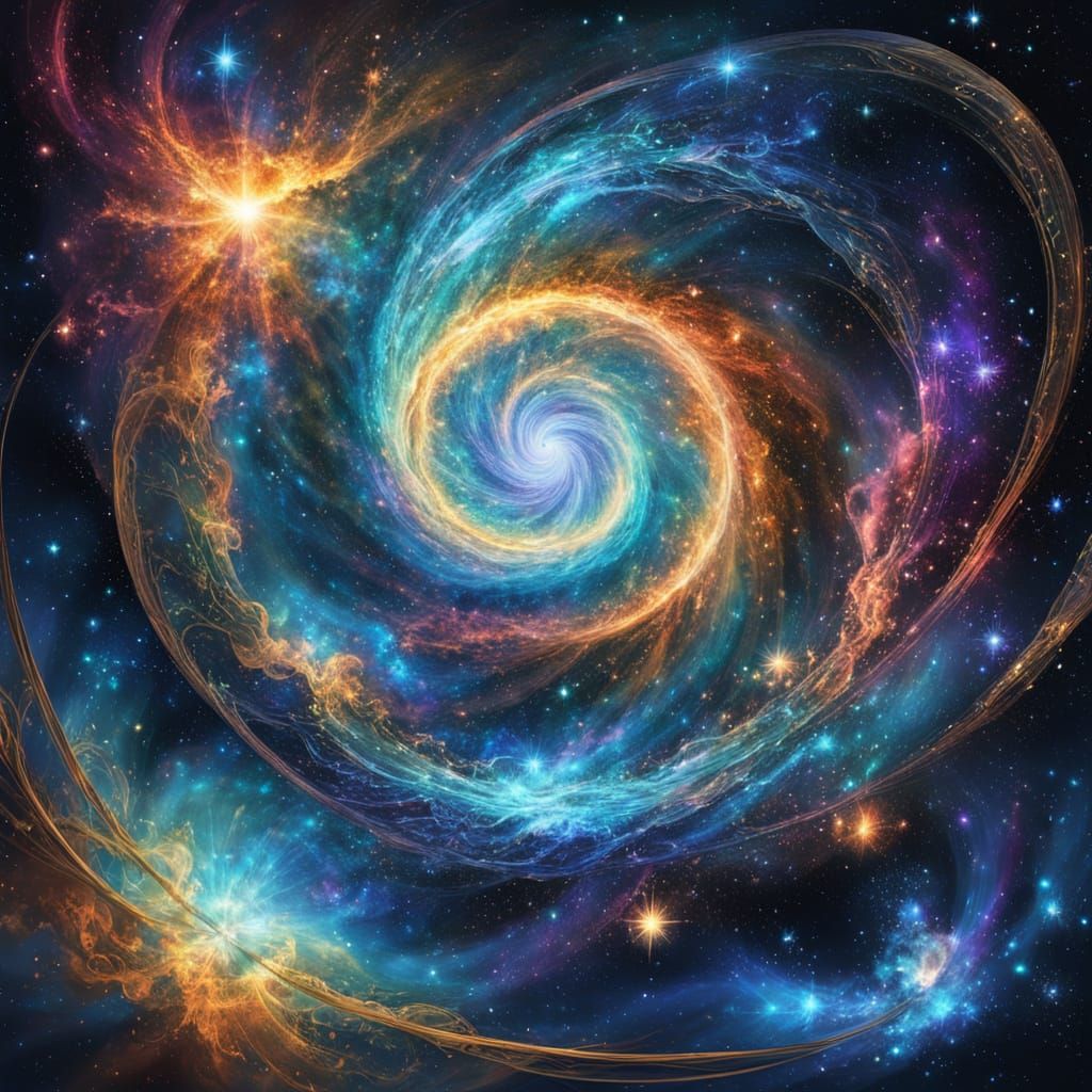Ethereal Cosmic Supernova Spirals with Vibrant Energy