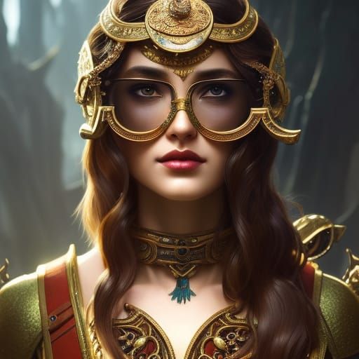 Fantasy Warrior Portrait with Ancient Eyewear in 8K